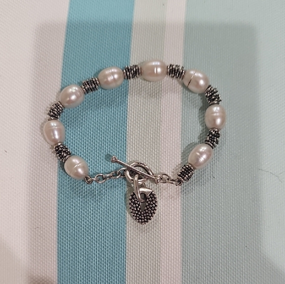 Michael Dawkins Jewelry - Elegant Silver and White Pearl Bracelet